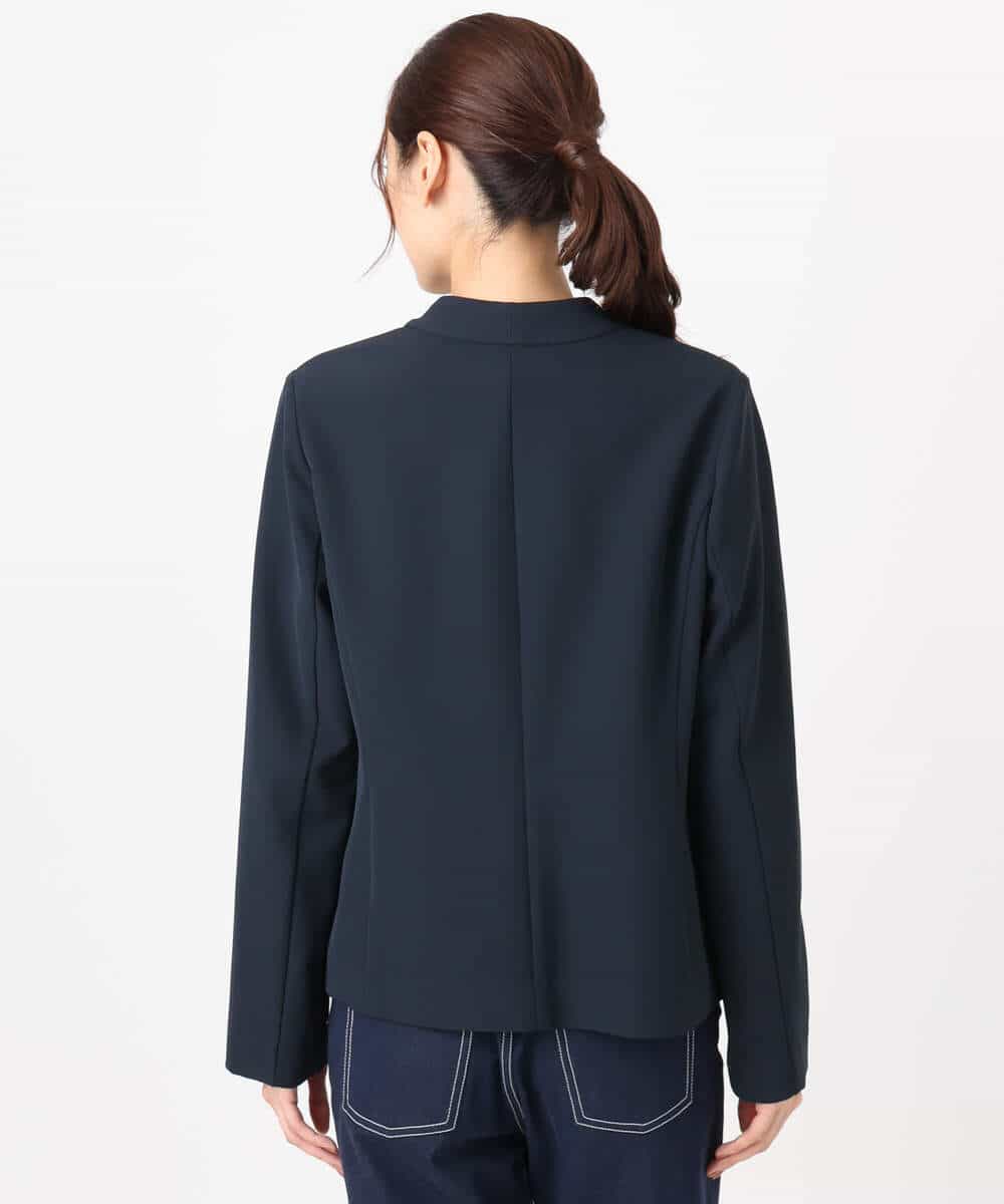 FKDFD10230 MK MICHEL KLEIN(MK ミッシェルクラン) ダブルクロス カラーレスジャケット/セットアップ対応/洗える ネイビー