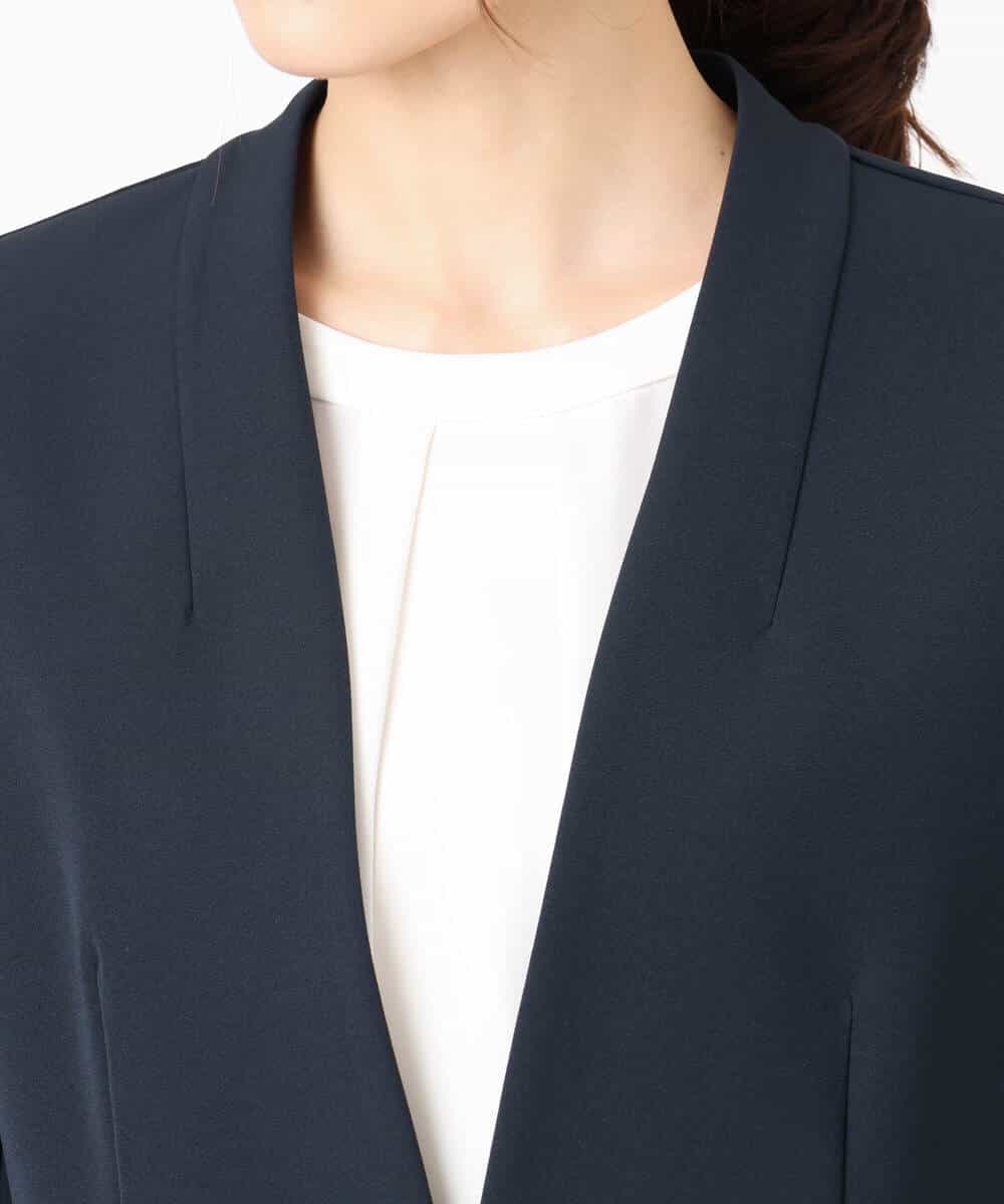 FKDFD10230 MK MICHEL KLEIN(MK ミッシェルクラン) ダブルクロス カラーレスジャケット/セットアップ対応/洗える ネイビー