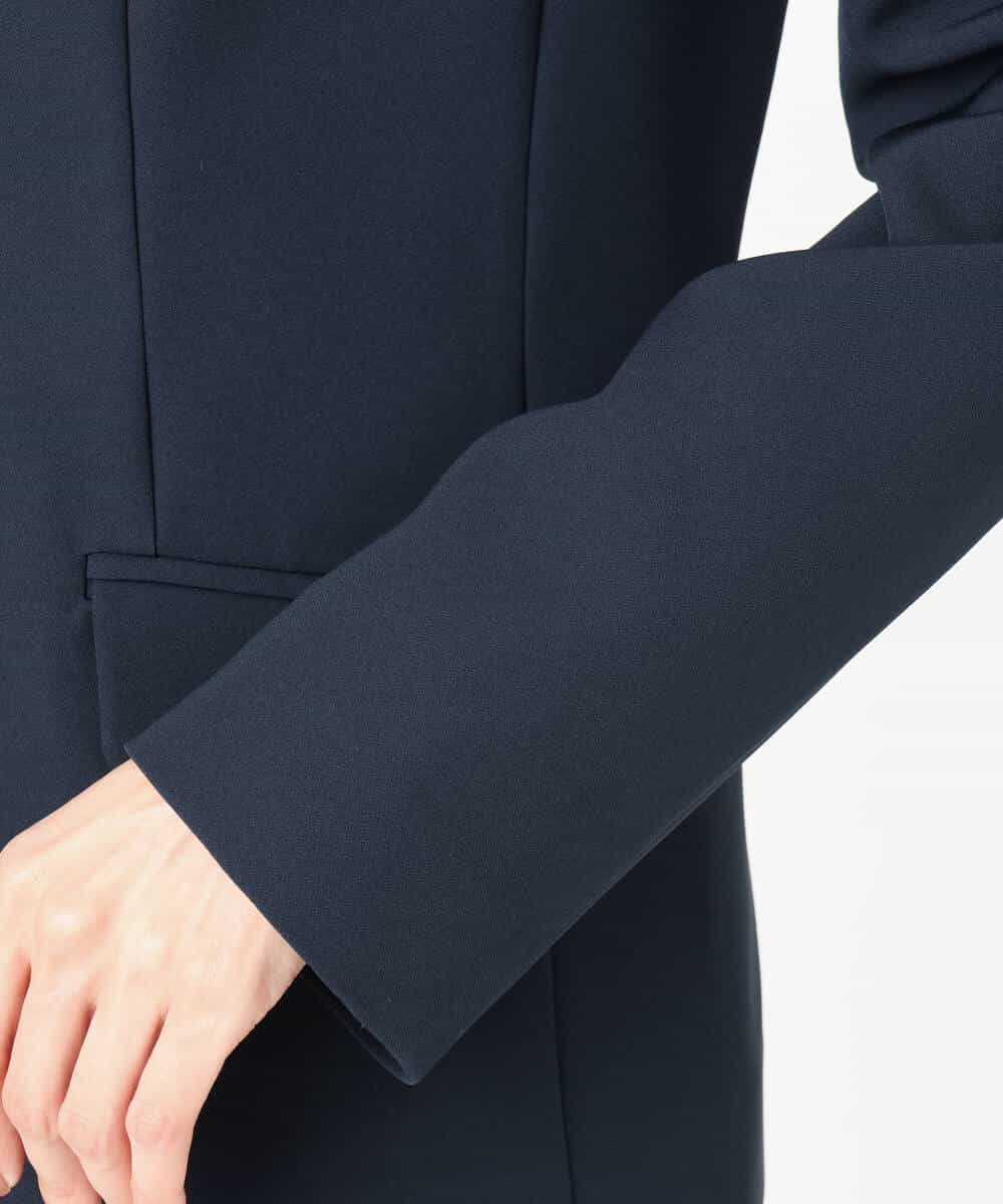 FKDFD10230 MK MICHEL KLEIN(MK ミッシェルクラン) ダブルクロス カラーレスジャケット/セットアップ対応/洗える ネイビー