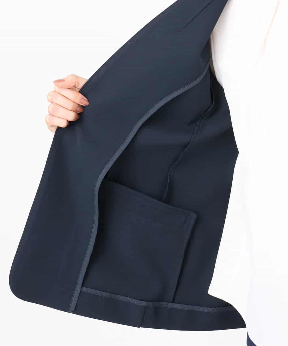 FKDFD10230 MK MICHEL KLEIN(MK ミッシェルクラン) ダブルクロス カラーレスジャケット/セットアップ対応/洗える ネイビー