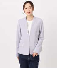 FKDFD10230 MK MICHEL KLEIN(MK ミッシェルクラン) ダブルクロス カラーレスジャケット/セットアップ対応/洗える ネイビー