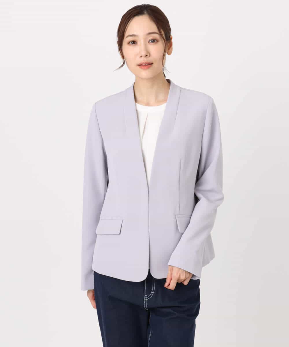 FKDFD10230 MK MICHEL KLEIN(MK ミッシェルクラン) ダブルクロス カラーレスジャケット/セットアップ対応/洗える ネイビー