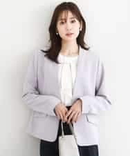 FKDFD10230 MK MICHEL KLEIN(MK ミッシェルクラン) ダブルクロス カラーレスジャケット/セットアップ対応/洗える グレイッシュラベンダー