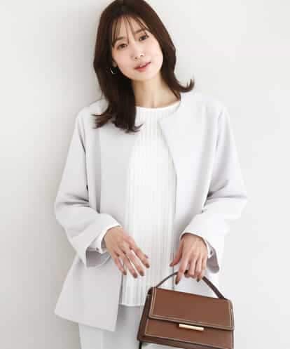 FKDFD11230  ダブルクロス テントラインノーカラージャケット/セットアップ対応/防シワ/ストレッチ/洗える