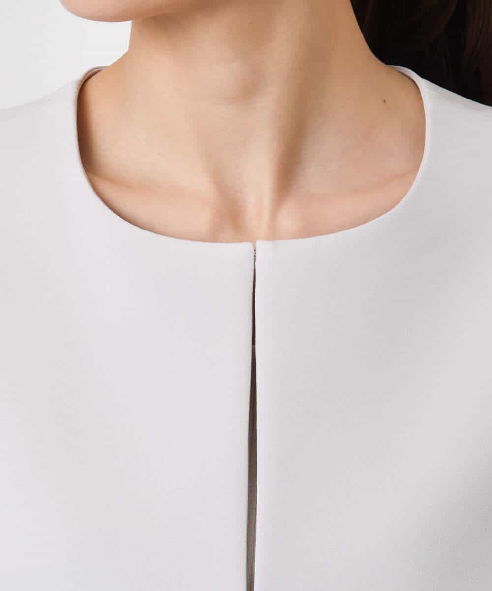 FKDFD11230 MK MICHEL KLEIN(MK ミッシェルクラン) ダブルクロス テントラインノーカラージャケット/セットアップ対応/防シワ/ストレッチ/洗える グレージュ