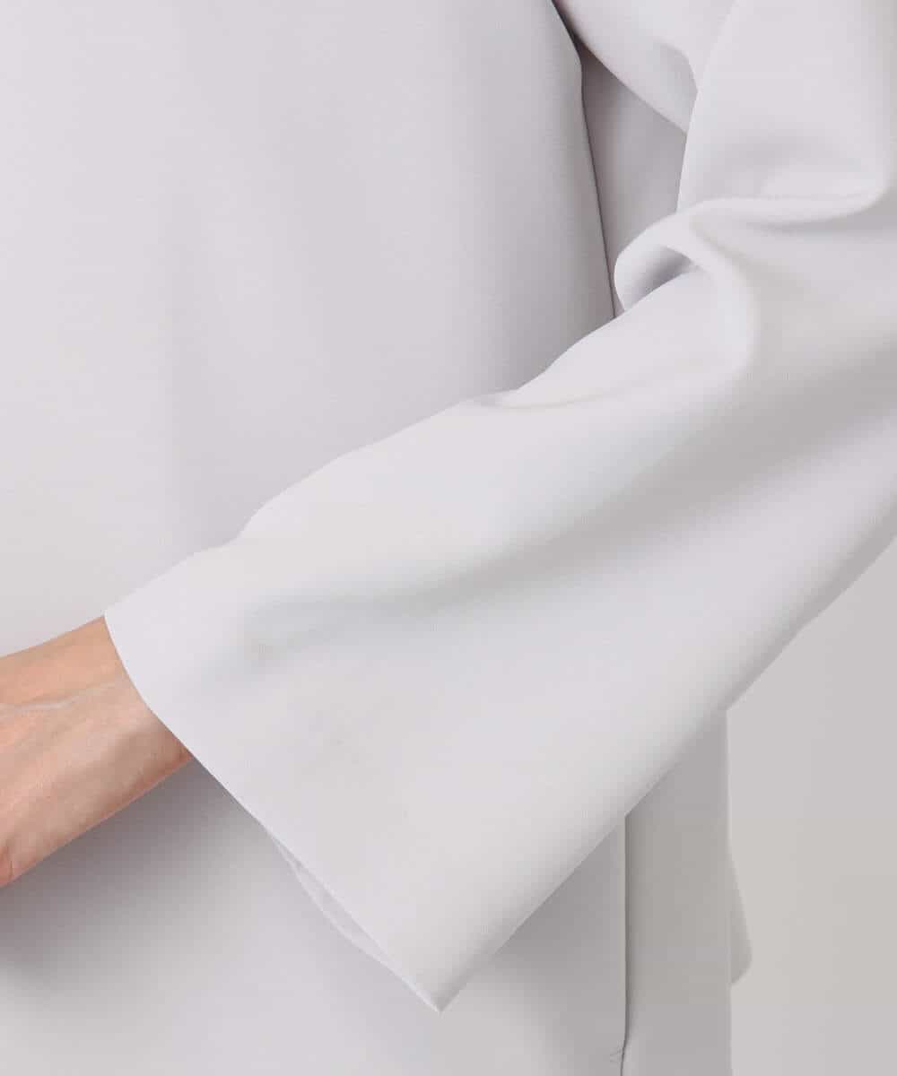 FKDFD11230 MK MICHEL KLEIN(MK ミッシェルクラン) ダブルクロス テントラインノーカラージャケット/セットアップ対応/防シワ/ストレッチ/洗える グレージュ