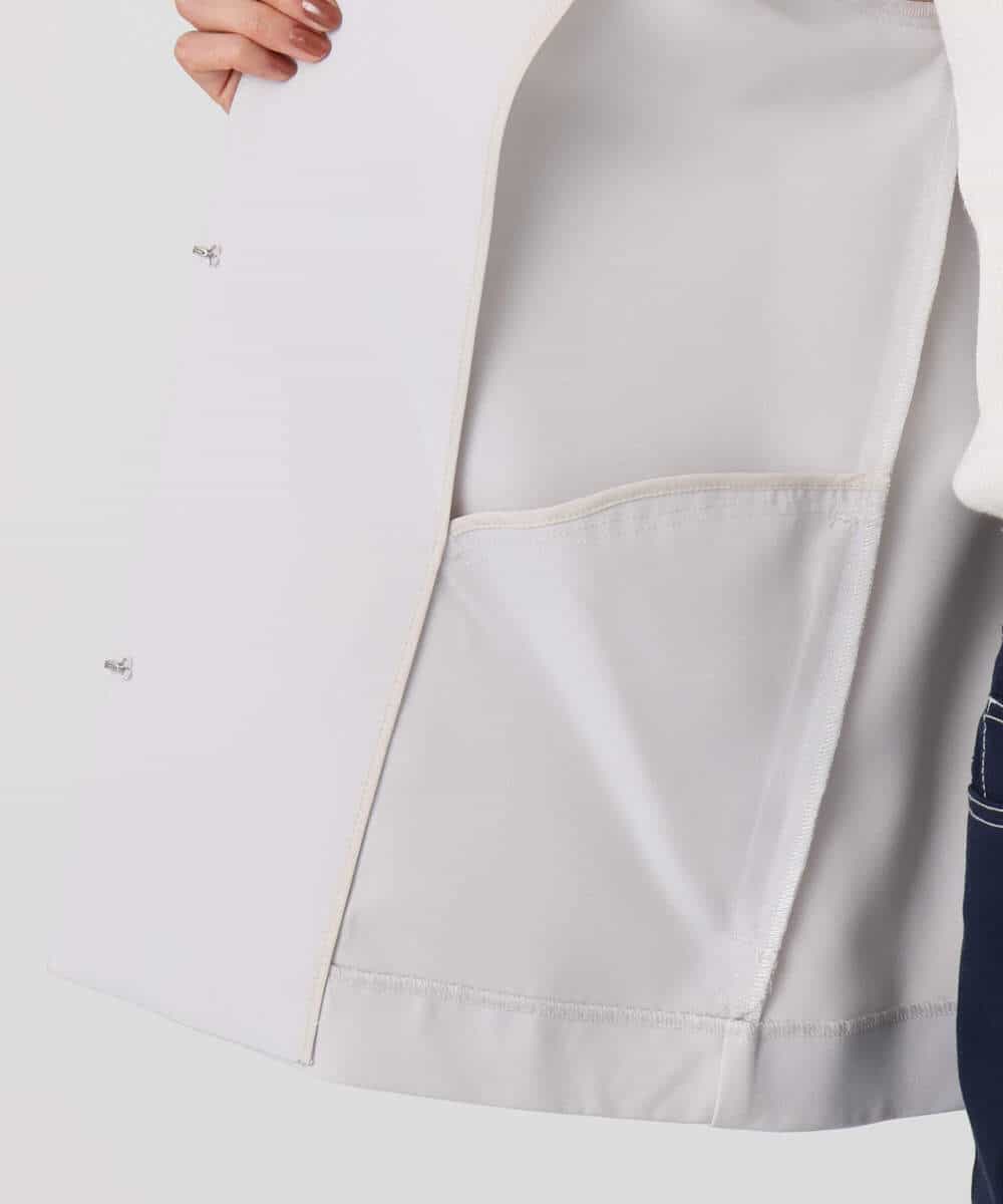 FKDFD11230 MK MICHEL KLEIN(MK ミッシェルクラン) ダブルクロス テントラインノーカラージャケット/セットアップ対応/防シワ/ストレッチ/洗える グレージュ