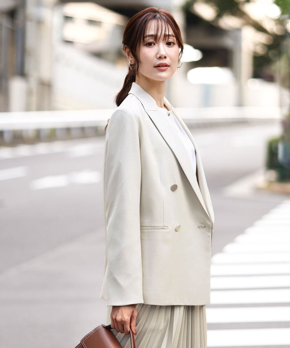 FKDFD15230 MK MICHEL KLEIN(MK ミッシェルクラン) [洗える]ダブルブレストジャケット ベージュ