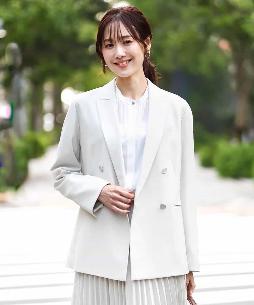 FKDFD15230 MK MICHEL KLEIN(MK ミッシェルクラン) ダブルブレストジャケット/洗える ネイビー