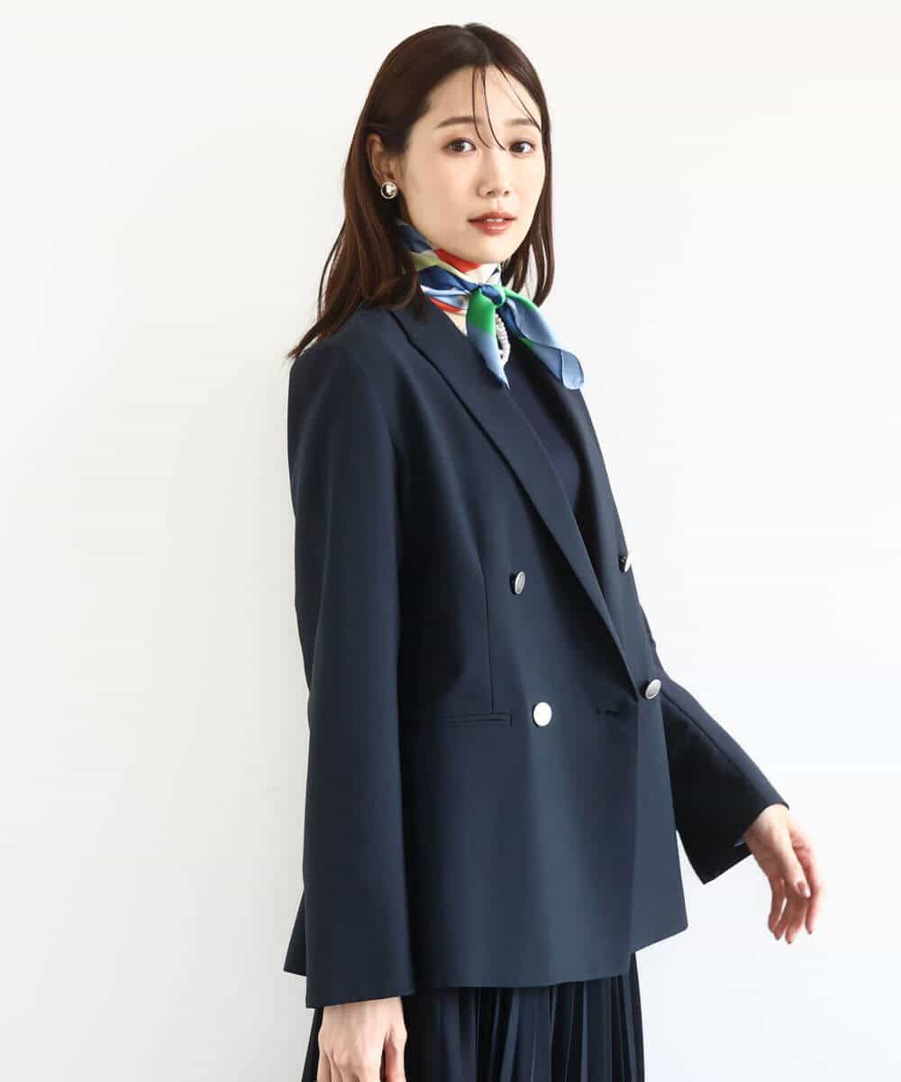 FKDFD15230 MK MICHEL KLEIN(MK ミッシェルクラン) ダブルブレストジャケット/洗える ネイビー