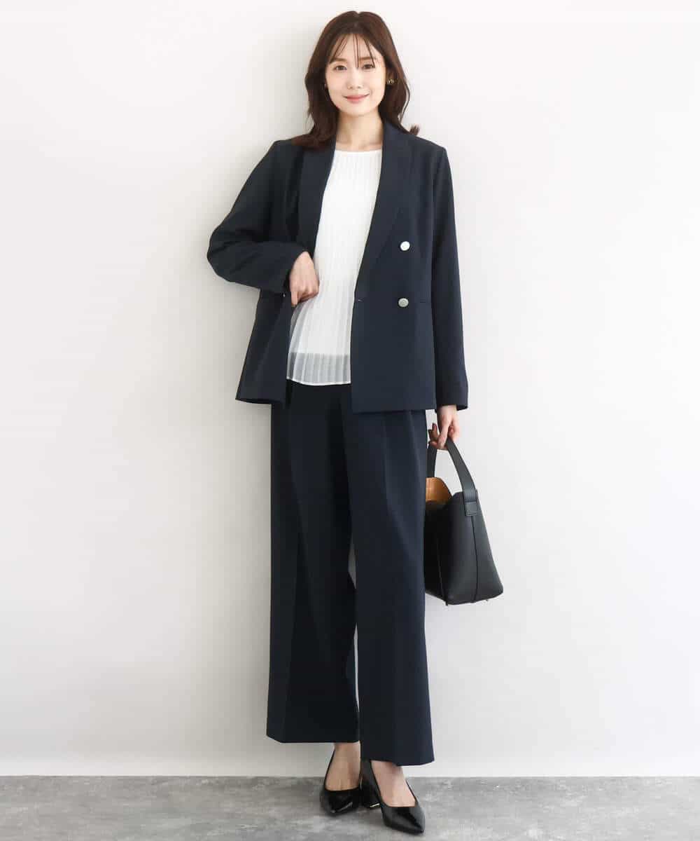 FKDFD15230 MK MICHEL KLEIN(MK ミッシェルクラン) ダブルブレストジャケット/洗える ネイビー