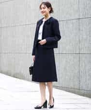 FKDFD65330 MK MICHEL KLEIN(MK ミッシェルクラン) ノーカラーファンシーツイードジャケット/セットアップ対応/洗える アイボリー