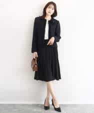 FKDFD65330 MK MICHEL KLEIN(MK ミッシェルクラン) ノーカラーファンシーツイードジャケット/セットアップ対応/洗える アイボリー