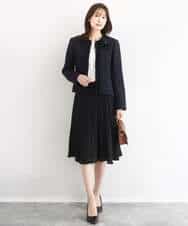 FKDFD65330 MK MICHEL KLEIN(MK ミッシェルクラン) ノーカラーファンシーツイードジャケット/セットアップ対応/洗える アイボリー