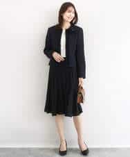 FKDFD65330 MK MICHEL KLEIN(MK ミッシェルクラン) ノーカラーファンシーツイードジャケット/セットアップ対応/洗える アイボリー