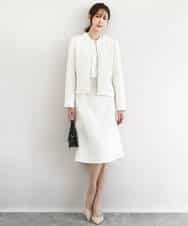 FKDFD65330 MK MICHEL KLEIN(MK ミッシェルクラン) ノーカラーファンシーツイードジャケット/セットアップ対応/洗える アイボリー