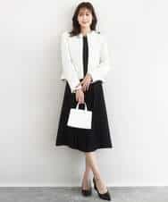 FKDFD65330 MK MICHEL KLEIN(MK ミッシェルクラン) ノーカラーファンシーツイードジャケット/セットアップ対応/洗える アイボリー