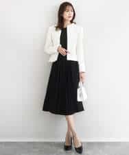 FKDFD65330 MK MICHEL KLEIN(MK ミッシェルクラン) ノーカラーファンシーツイードジャケット/セットアップ対応/洗える アイボリー