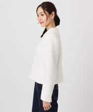 FKDFD65330 MK MICHEL KLEIN(MK ミッシェルクラン) ノーカラーファンシーツイードジャケット/セットアップ対応/洗える アイボリー