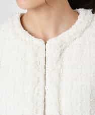 FKDFD65330 MK MICHEL KLEIN(MK ミッシェルクラン) ノーカラーファンシーツイードジャケット/セットアップ対応/洗える アイボリー