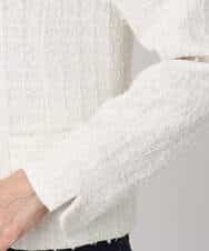 FKDFD65330 MK MICHEL KLEIN(MK ミッシェルクラン) ノーカラーファンシーツイードジャケット/セットアップ対応/洗える アイボリー