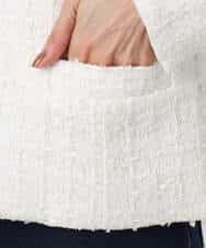 FKDFD65330 MK MICHEL KLEIN(MK ミッシェルクラン) ノーカラーファンシーツイードジャケット/セットアップ対応/洗える アイボリー