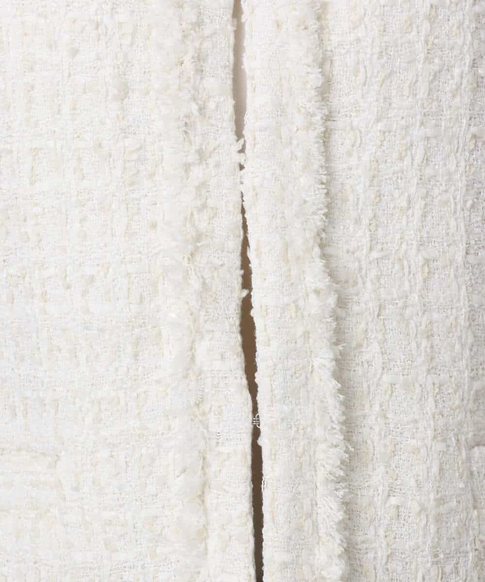 FKDFD65330 MK MICHEL KLEIN(MK ミッシェルクラン) ノーカラーファンシーツイードジャケット/セットアップ対応/洗える アイボリー