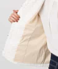 FKDFD65330 MK MICHEL KLEIN(MK ミッシェルクラン) ノーカラーファンシーツイードジャケット/セットアップ対応/洗える アイボリー