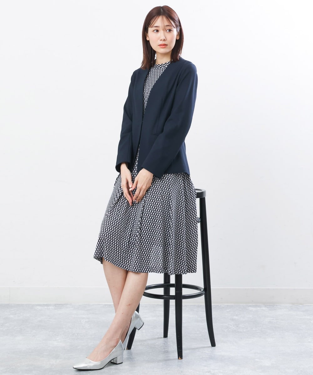 FKDFS34210 MK MICHEL KLEIN(MK ミッシェルクラン) カラーレスジャケット/セットアップ対応/洗える ネイビー