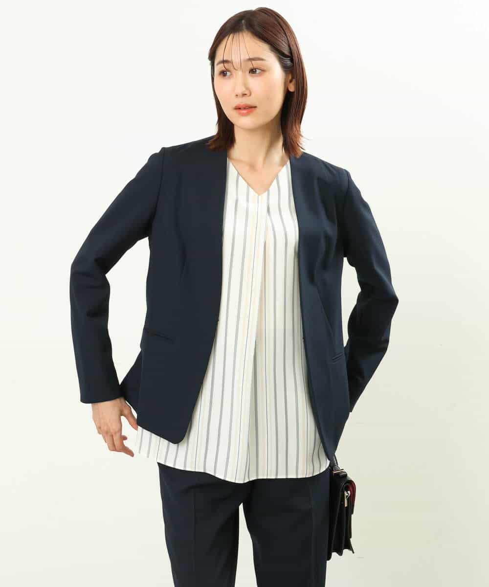 FKDFS34210 MK MICHEL KLEIN(MK ミッシェルクラン) カラーレスジャケット/セットアップ対応/洗える ネイビー