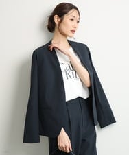 FKDGD33230 MK MICHEL KLEIN(MK ミッシェルクラン) [イージーケア/洗える]ドライタッチストレッチ カラーレスジャケット ネイビー
