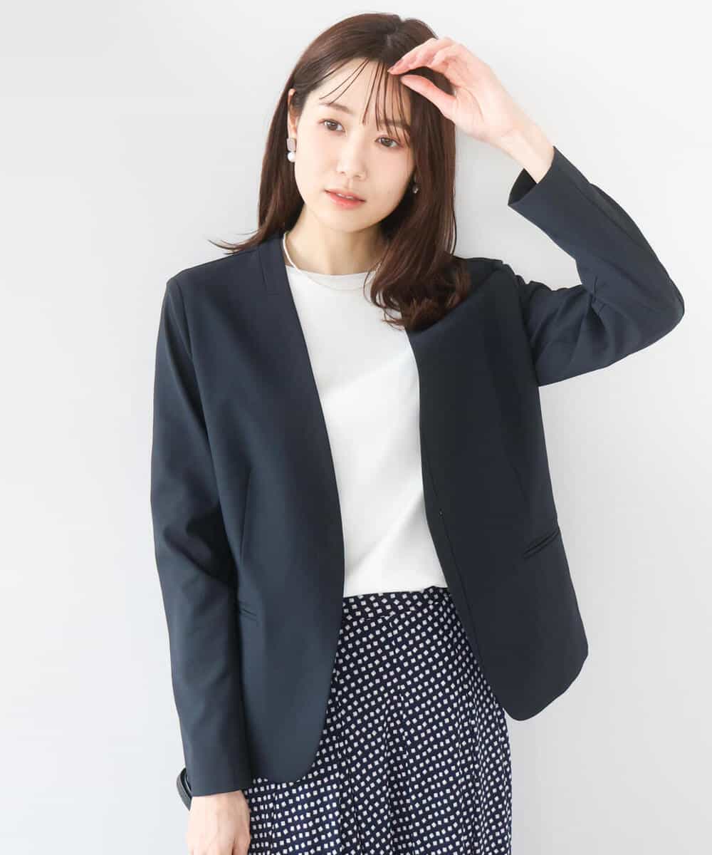 FKDGD33230 MK MICHEL KLEIN(MK ミッシェルクラン) ドライタッチストレッチ カラーレスジャケット/イージーケア/洗える グレージュ