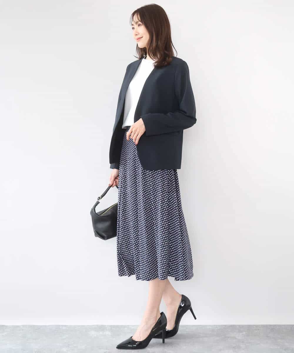 FKDGD33230 MK MICHEL KLEIN(MK ミッシェルクラン) ドライタッチストレッチ カラーレスジャケット/イージーケア/洗える グレージュ