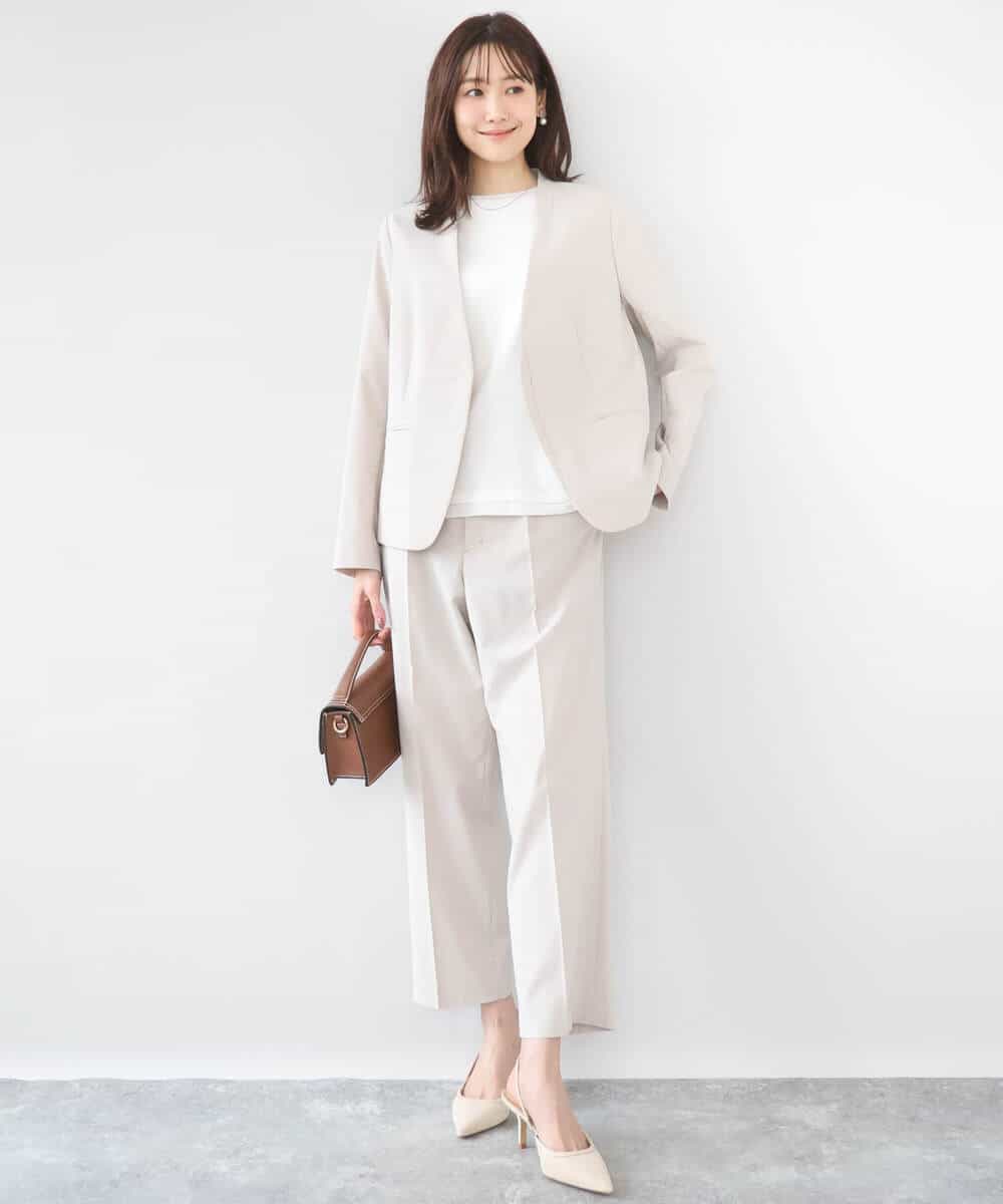 FKDGD33230 MK MICHEL KLEIN(MK ミッシェルクラン) ドライタッチストレッチ カラーレスジャケット/イージーケア/洗える グレージュ