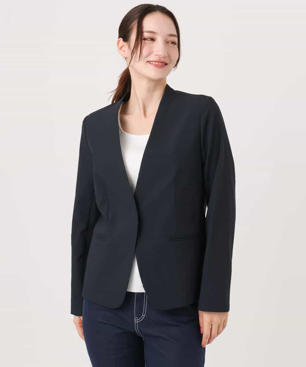 FKDGD33230 MK MICHEL KLEIN(MK ミッシェルクラン) ドライタッチストレッチ カラーレスジャケット/イージーケア/洗える グレージュ