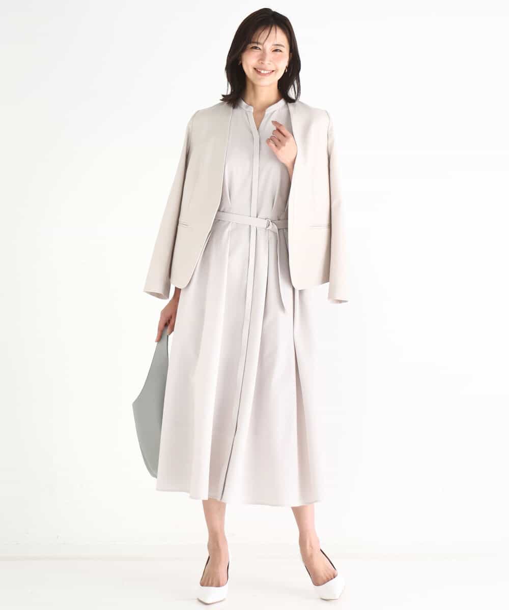 FKDGD33230 MK MICHEL KLEIN(MK ミッシェルクラン) ドライタッチストレッチ カラーレスジャケット/イージーケア/洗える グレージュ