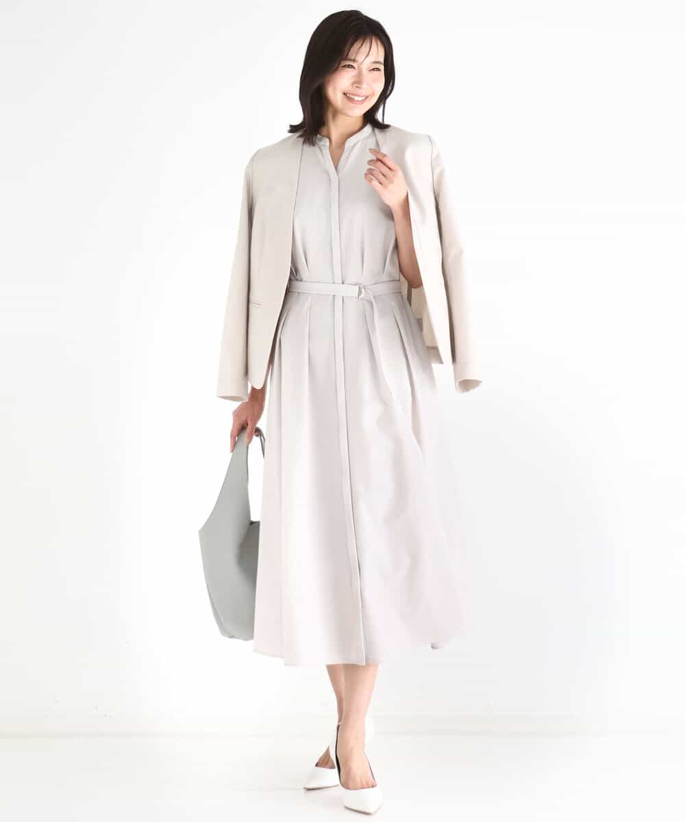 FKDGD33230 MK MICHEL KLEIN(MK ミッシェルクラン) ドライタッチストレッチ カラーレスジャケット/イージーケア/洗える グレージュ