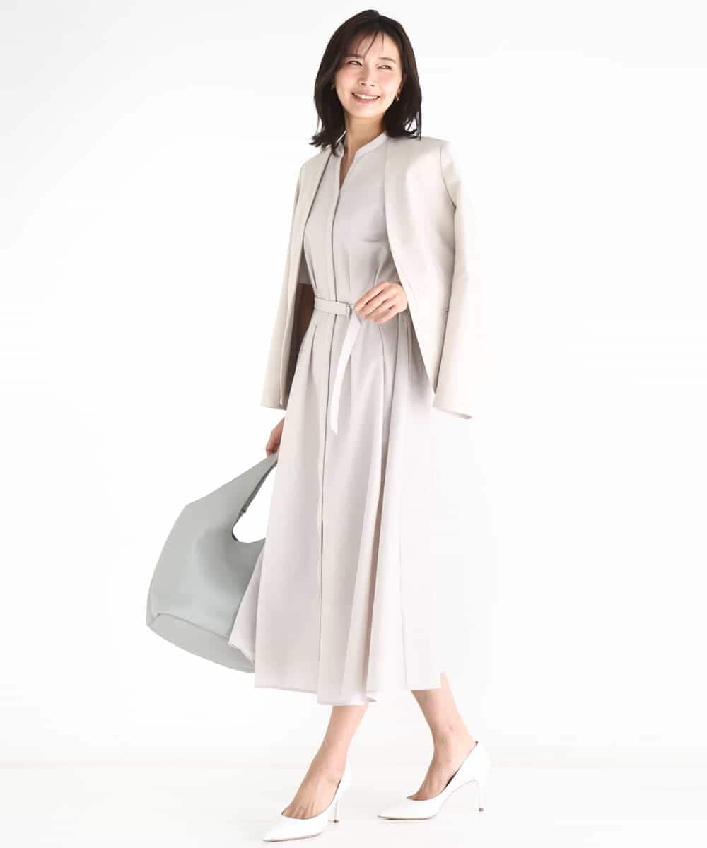 FKDGD33230 MK MICHEL KLEIN(MK ミッシェルクラン) ドライタッチストレッチ カラーレスジャケット/イージーケア/洗える グレージュ