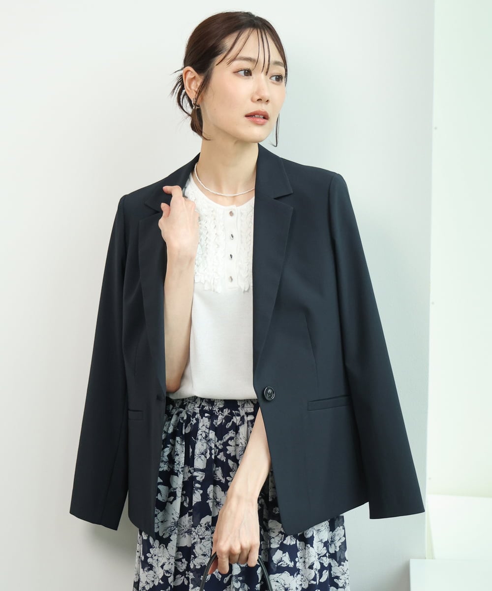 FKDGD34230 MK MICHEL KLEIN(MK ミッシェルクラン) [イージーケア/洗える]ドライタッチストレッチ テーラードジャケット グレージュ