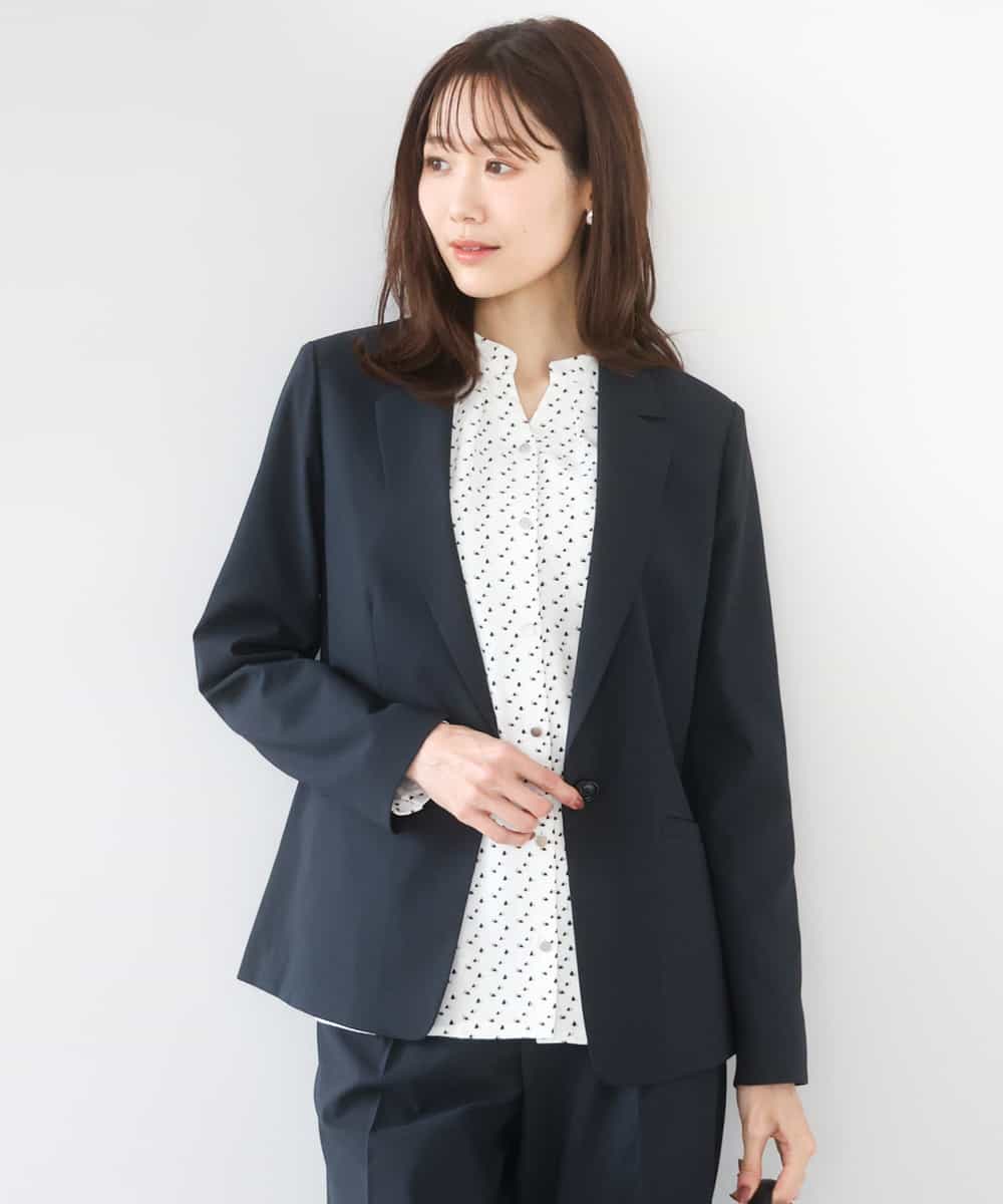 FKDGD34230 MK MICHEL KLEIN(MK ミッシェルクラン) ドライタッチストレッチ テーラードジャケット/イージーケア/洗える ネイビー