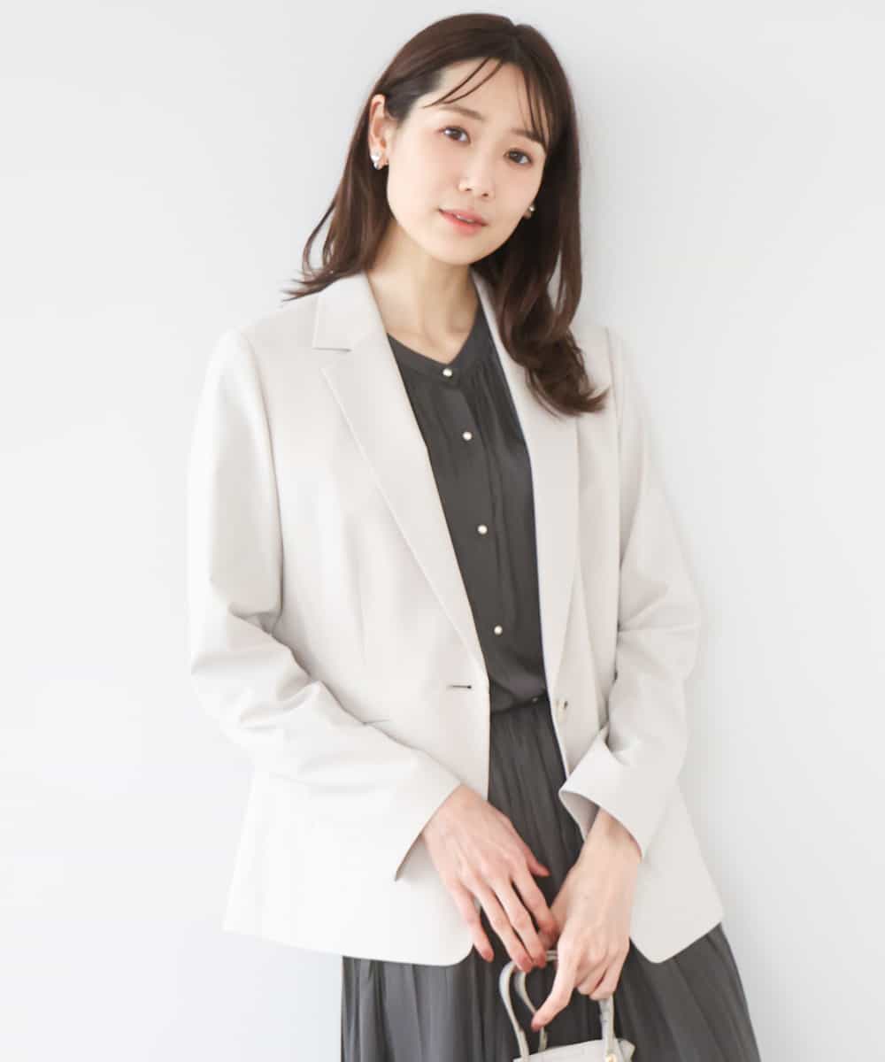 FKDGD34230 MK MICHEL KLEIN(MK ミッシェルクラン) ドライタッチストレッチ テーラードジャケット/イージーケア/洗える グレージュ