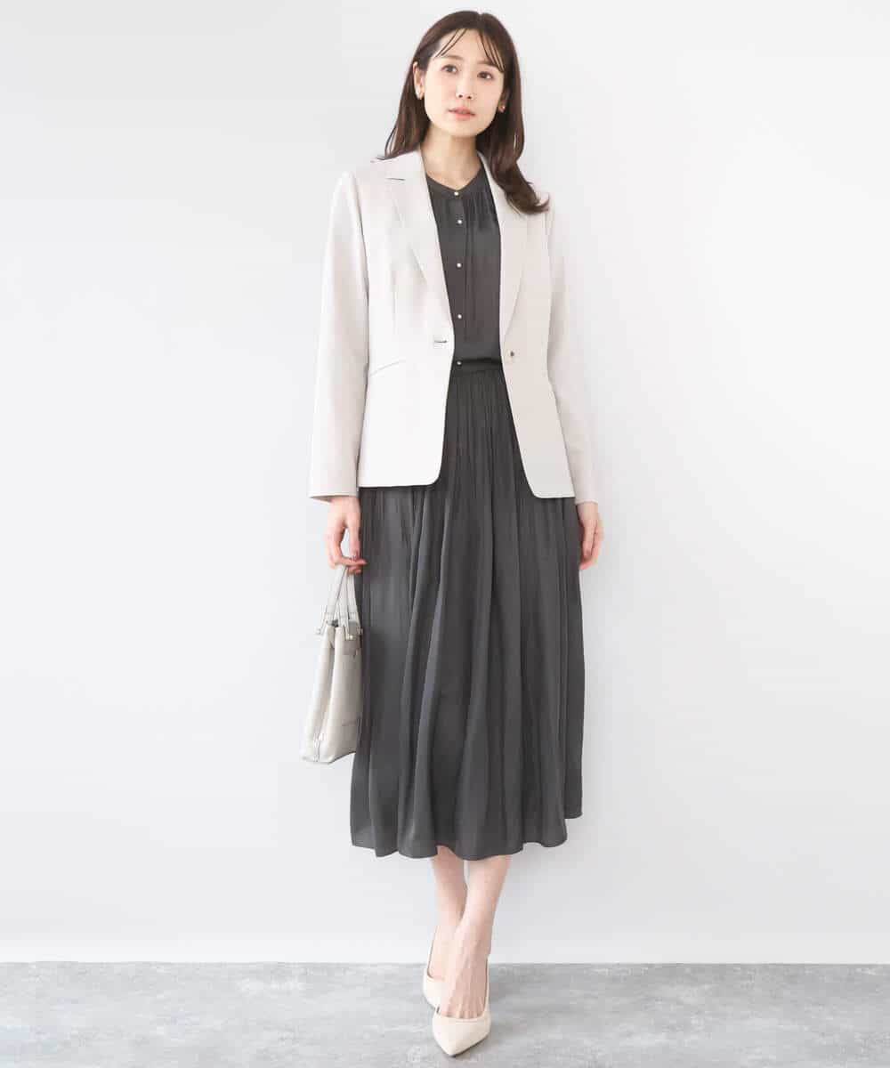 FKDGD34230 MK MICHEL KLEIN(MK ミッシェルクラン) ドライタッチストレッチ テーラードジャケット/イージーケア/洗える グレージュ