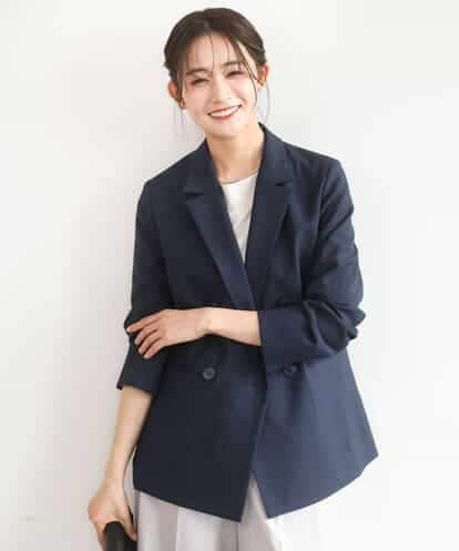 FKDGD46240 MK MICHEL KLEIN バイオヴィンテージツイル ダブルブレストジャケット/接触冷感/UVカット/速乾/洗える