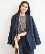 FKDGD46240 MK MICHEL KLEIN(MK ミッシェルクラン) バイオヴィンテージツイル ダブルブレストジャケット/接触冷感/UVカット/速乾/洗える グレージュ