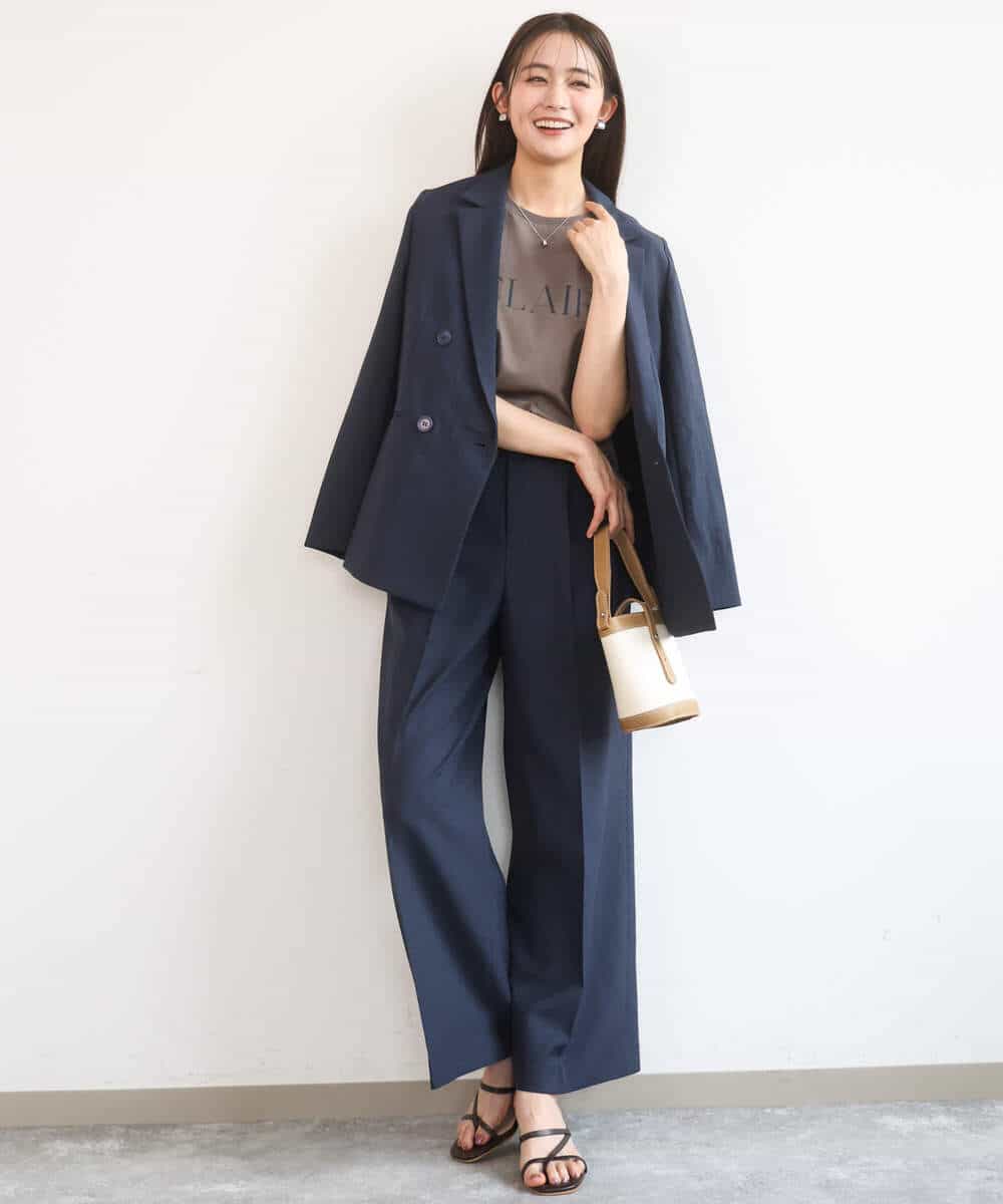 FKDGD46240 MK MICHEL KLEIN(MK ミッシェルクラン) バイオヴィンテージツイル ダブルブレストジャケット/接触冷感/UVカット/速乾/洗える グレージュ