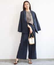 FKDGD46240 MK MICHEL KLEIN(MK ミッシェルクラン) バイオヴィンテージツイル ダブルブレストジャケット/接触冷感/UVカット/速乾/洗える グレージュ