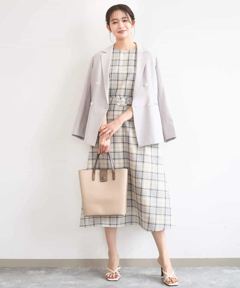 FKDGD46240 MK MICHEL KLEIN(MK ミッシェルクラン) バイオヴィンテージツイル ダブルブレストジャケット/接触冷感/UVカット/速乾/洗える グレージュ