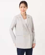 FKDGD46240 MK MICHEL KLEIN(MK ミッシェルクラン) バイオヴィンテージツイル ダブルブレストジャケット/接触冷感/UVカット/速乾/洗える グレージュ