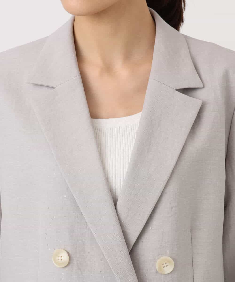 FKDGD46240 MK MICHEL KLEIN(MK ミッシェルクラン) バイオヴィンテージツイル ダブルブレストジャケット/接触冷感/UVカット/速乾/洗える グレージュ