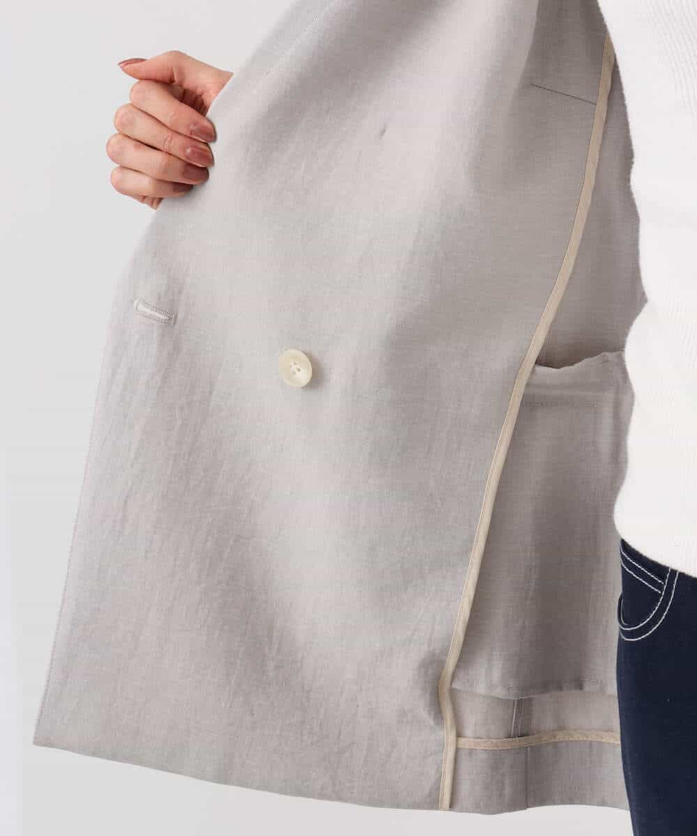 FKDGD46240 MK MICHEL KLEIN(MK ミッシェルクラン) バイオヴィンテージツイル ダブルブレストジャケット/接触冷感/UVカット/速乾/洗える グレージュ